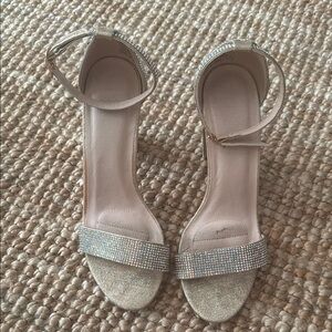 David's Bridal Gold Stiletto Heels with Ankle Strap